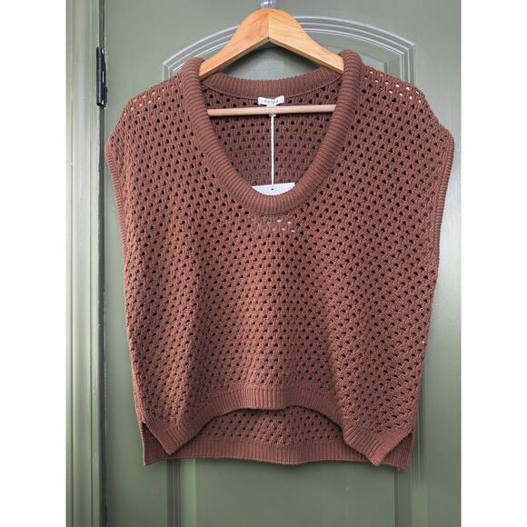 pistola Sweaters - NWT Pistola Beck Open Knit Cropped Sweater Top Airy Earthen Brown Women's Small